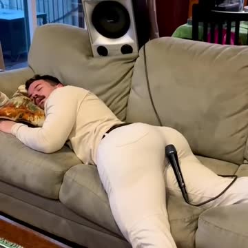 Microphone fart prank wakes him up #lol