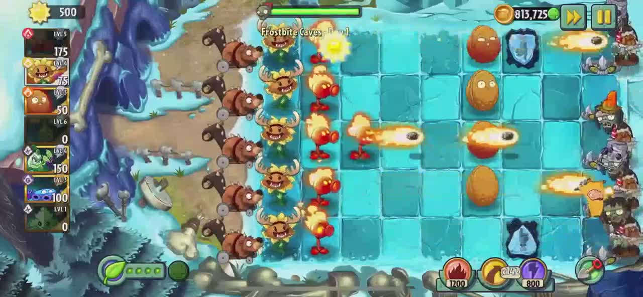 Plants vs Zombies 2 Frostbite Caves - Day 1