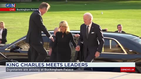 Joe Biden arrives at Buckingham Palace for reception hosted by King Charles III