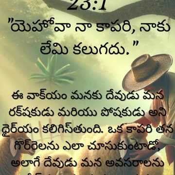 కీర్తనలు 23:1 - యెహోవా నా కాపరి, నాకు లేమి కలుగదు.