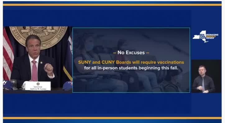 Governor Cuomo exempts faculty and staff from COVID vaccine mandate on public campuses
