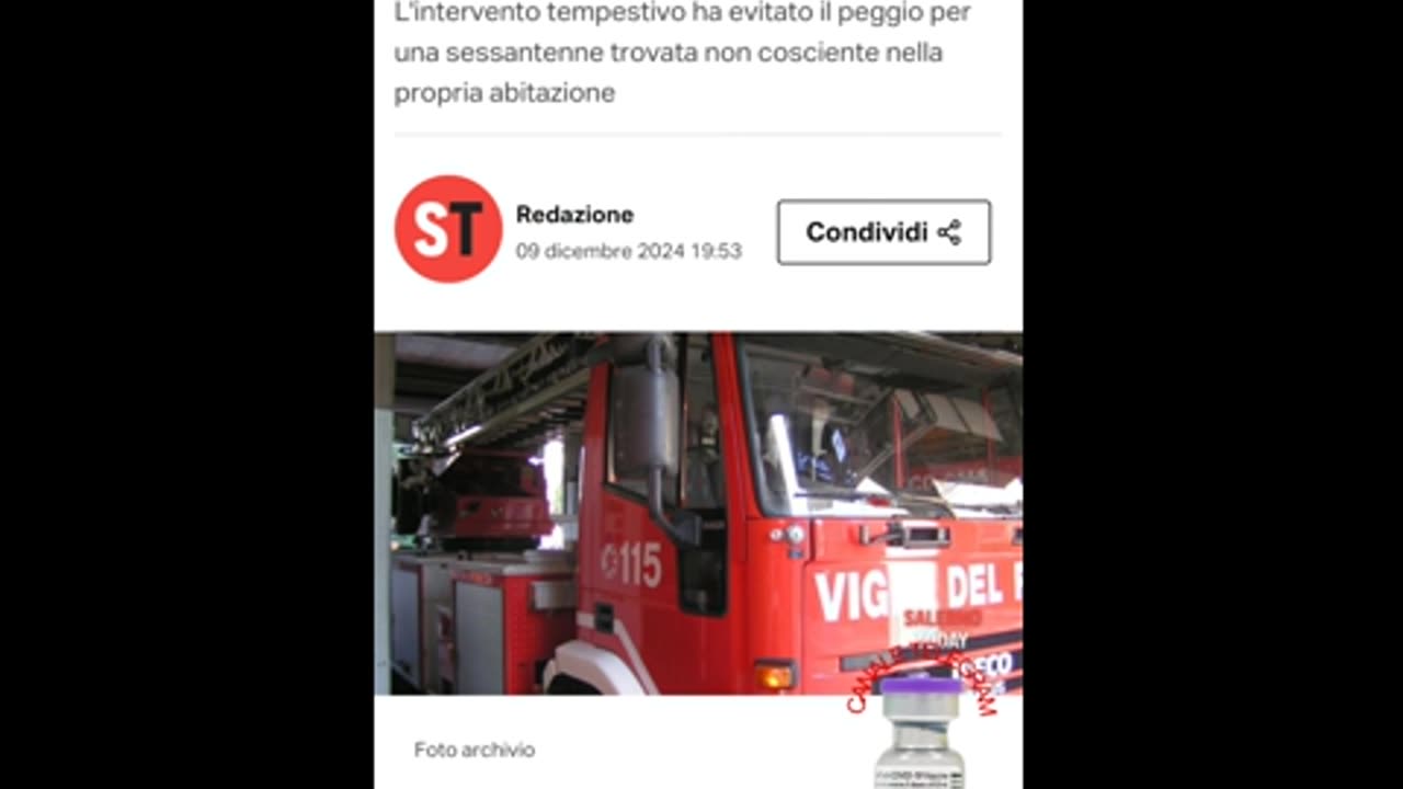 Malori improvvisi dal 6 all' 11 dicembre 2024.