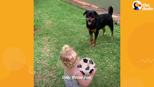 Loyal Rottweiler Copies Everything Her Baby Sister Does