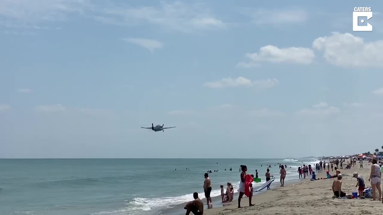 WW2 Plane Makes Emergency Landing On Beach