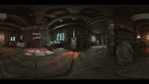 360° VR 4K - Old Log Cabin - [[ Cozy & Warm ]] - Winter