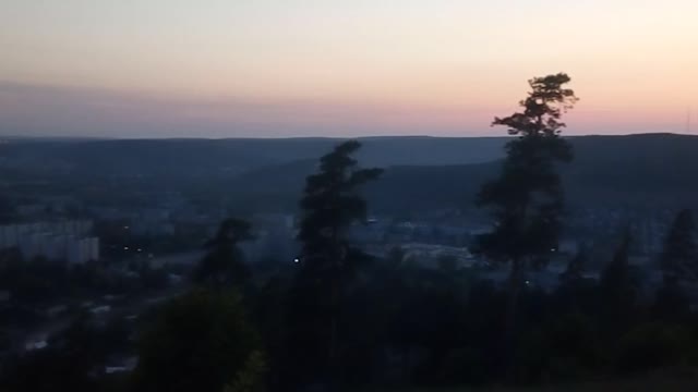 Beautiful view of the city Zhigulevsk from the mountain "Bald" Samara region, Samarskaya Luka