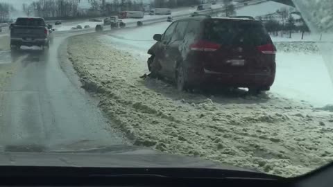 Snow Storm Causes Mass Highway Slide-Offs