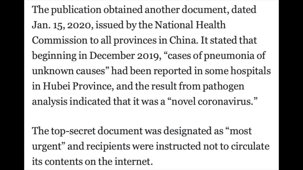 Chinese Government Waited At Least A Month Before Telling The World About The Corona Virus