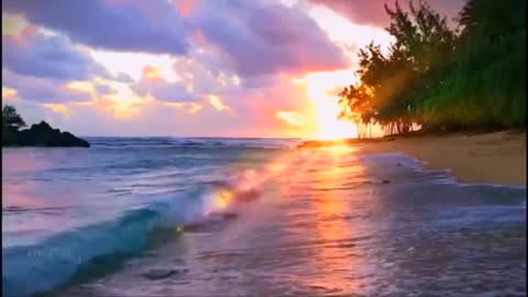 Relaxing music for meditation and stress relief#sea#waves#sunset