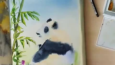 Panda with watercolors