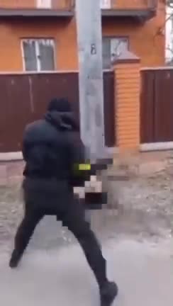 Ukraine: Ukraine nationalists beat man tied to pole