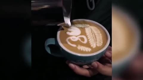 Amazing latte coffee art/ milk and coffee amazing