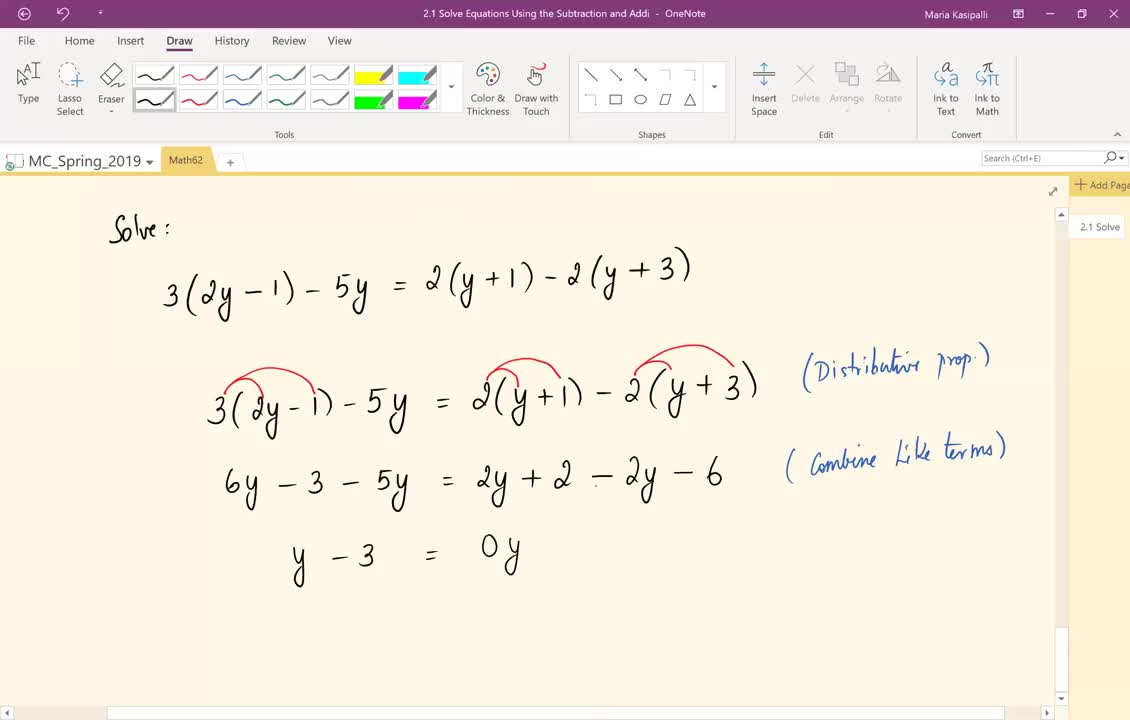 Math62_MAlbert_2.1_Solving equations using addition and subtraction properties of equality