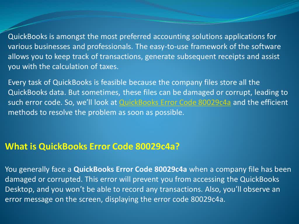 How to Fix QuickBooks Error Code '80029c4a' on Windows 10?