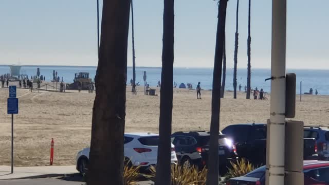 Military flying coast off Long Beach