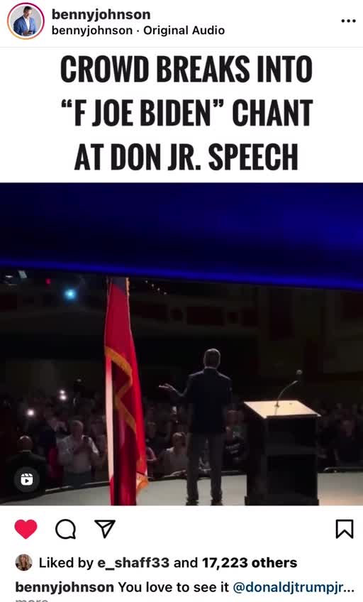 Crowd chants "F*ck Joe Biden" during Trump Jr. Speech