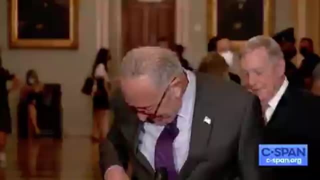 Chuck Schumer Sneezes WITHOUT a mask and BLAMES it on his MEAL