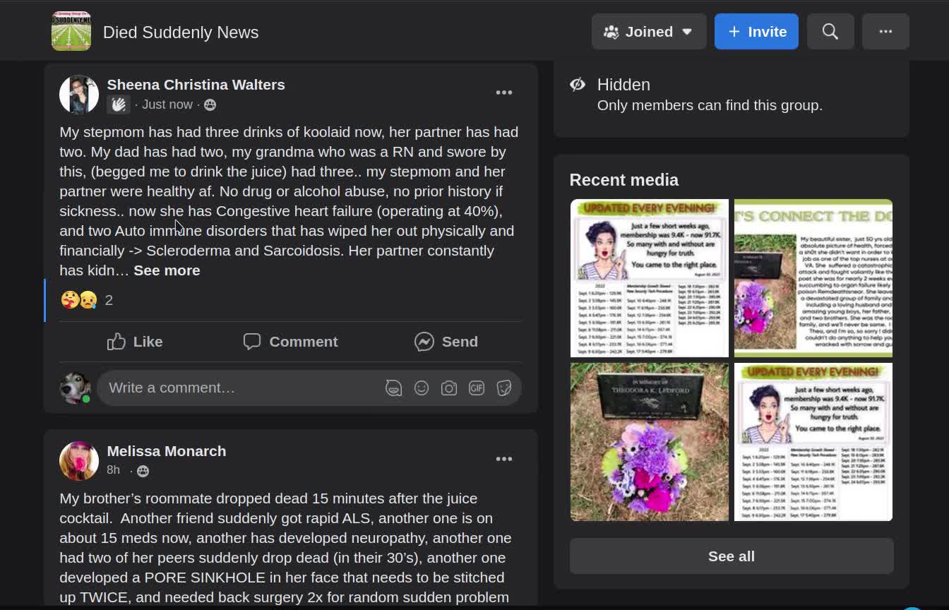 Died suddenly facebook group 300 000 members