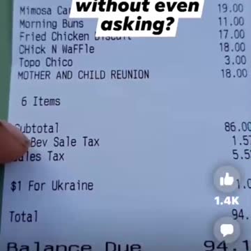 American restaurant charging 1$ for Ukraine without customer's knowledge