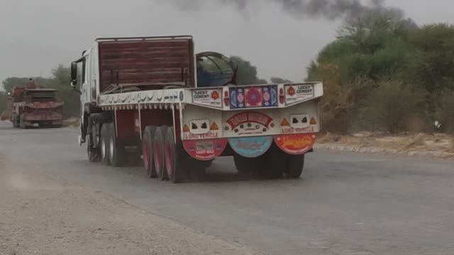 cargo trailer spotted at high speed, Pakistan