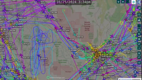 the Area 51 Nevada Air Traffic Time Lapse - No audio - more data - Oct 29th 2024 -