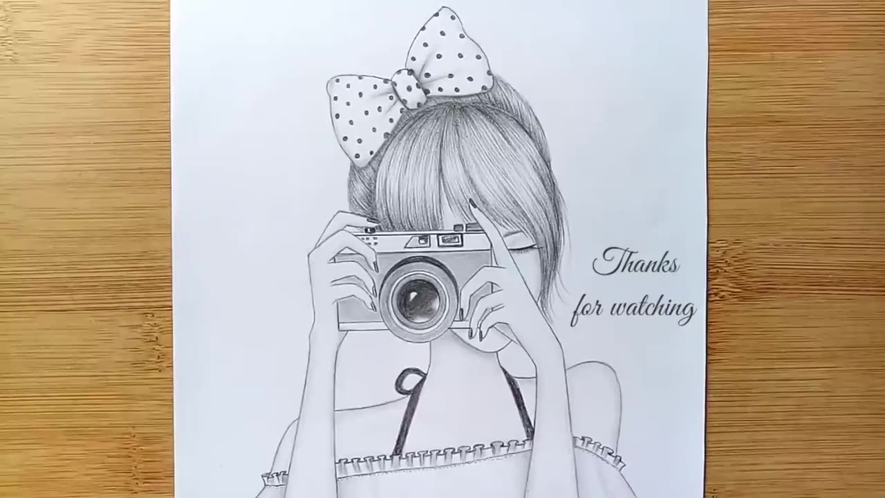 Easy Way to Draw a Girl is holding the camera __ pencil sketch __ How to draw a girl taking a photo