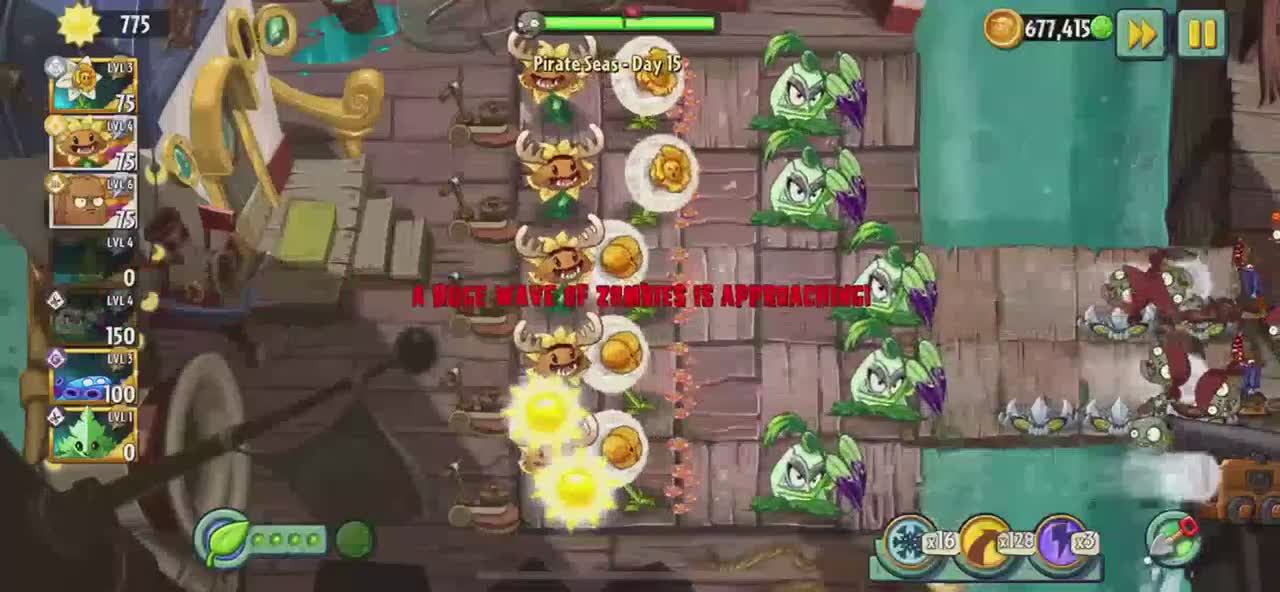 Plants vs Zombies 2 Pirate Seas - Day 15