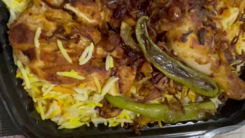 Kabsa rice with vegetables.