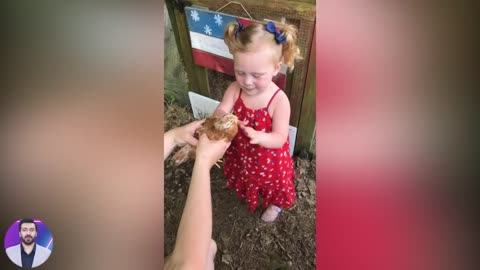 Funny and Cute Baby Moments Funny Baby Reaction When Play with Chicken