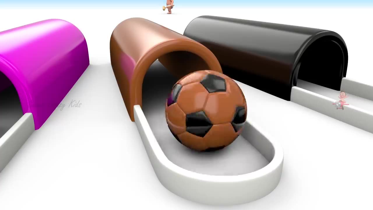 Soccer Balls Mini Golf Game Play by Little Baby Wooden Hammer to Learn Colors for Children - 3D Kids