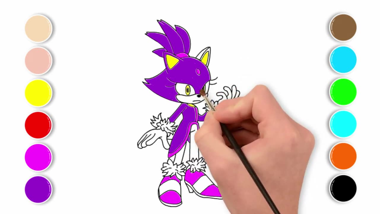 How to Draw Blaze The Cat from Sonic The Hedgehog Easy Step Tutorial PART 2 [Coloring]