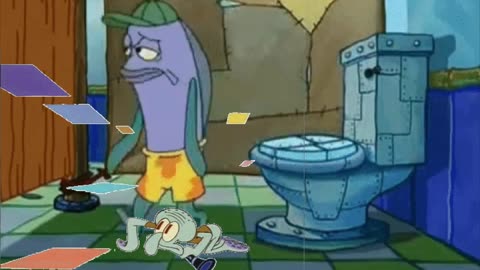 Squidward Is Playing With Tiles In The Bathroom 🧻