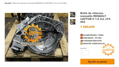 AEPSPIECES.COM - Boite de vitesses manuelle RENAULT CAPTUR II 1.0 tce JT4-002