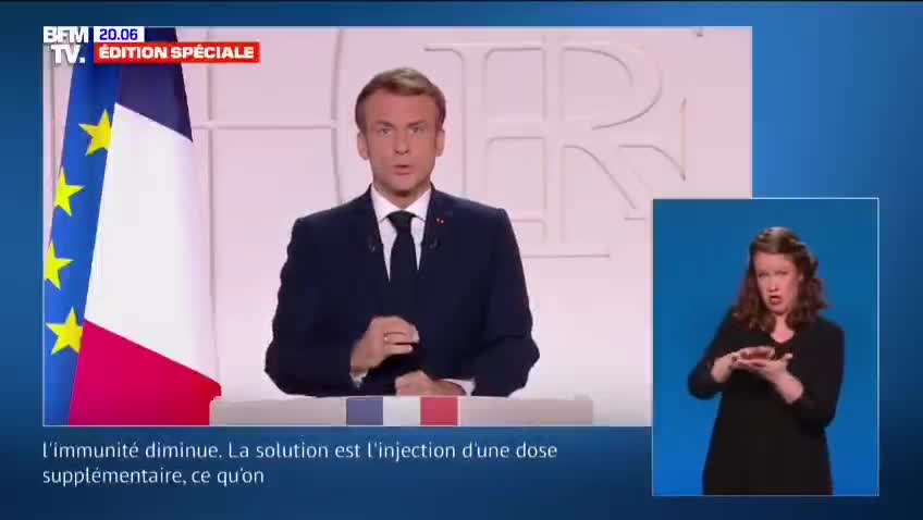 Macron déclare que l'immunité du vaccin diminue en 6 mois ( Covid19 France)