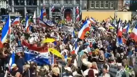Canada flag at Amsterdam protest