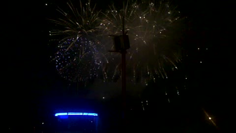 Final seconds of Fireworks event ending with short applause in Chicago Illinois