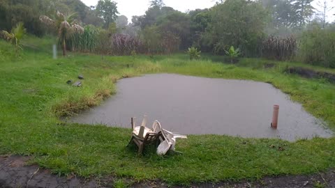 Lake with rain.