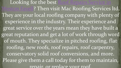 Best Roof Repairs Service in Weston Favell