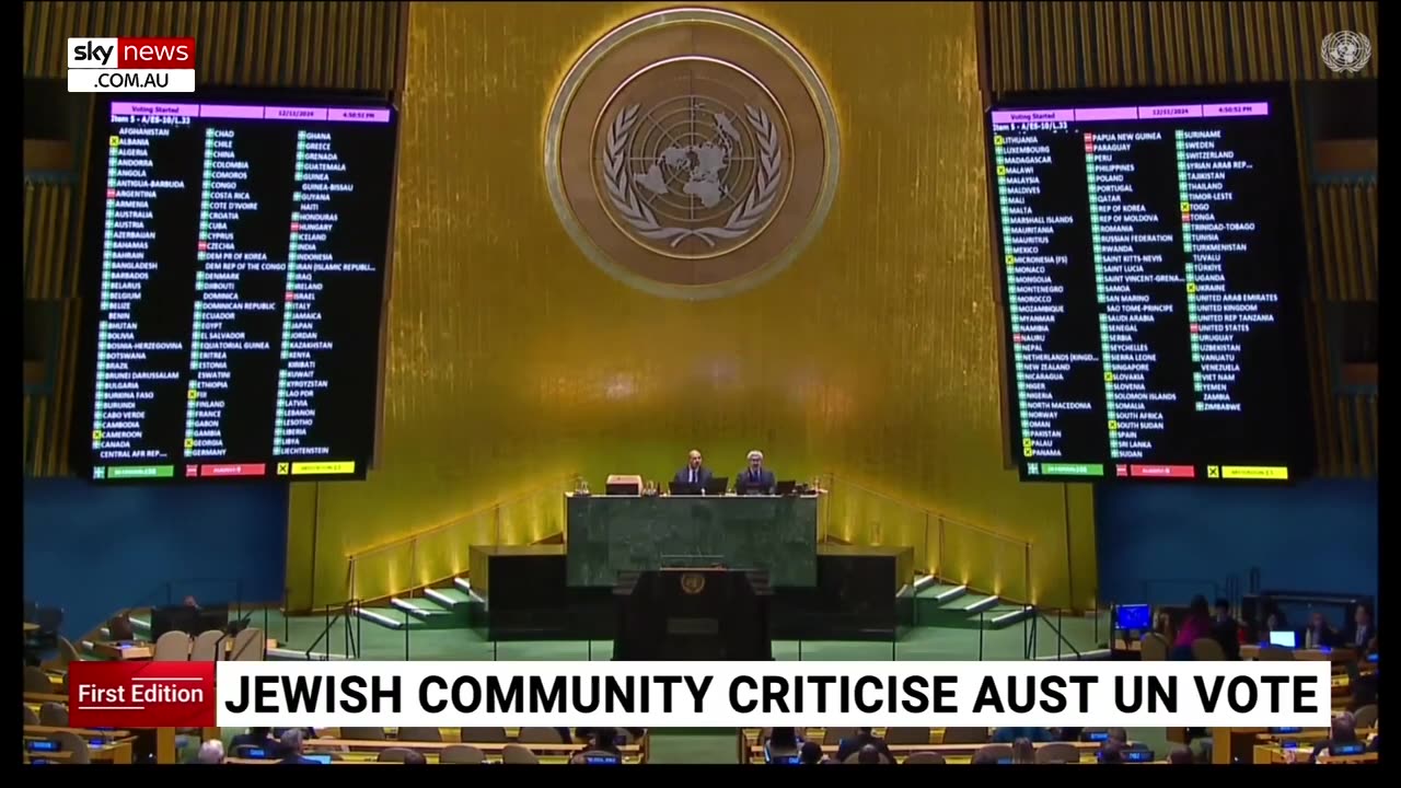 Jewish community raise concerns for Australia’s United Nations vote 12/12