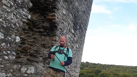 Preparing the Telesin 3 metre selfie stick and GoPro. At OKEHAMPTON castle 12th Sep 2022