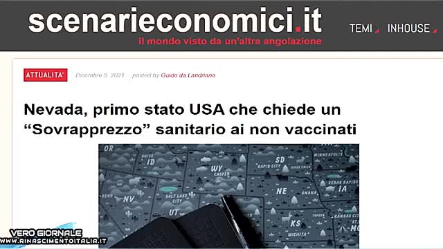 NEVADA, PAGAMENTO SUPPLEMENTARE PER CHI NON SI VACCINA - VERO GIORNALE 06.12.2021