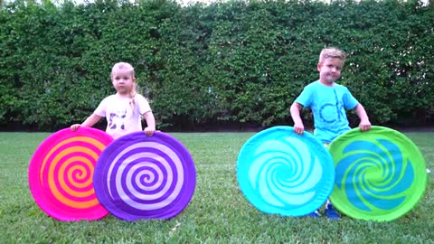 Roma and Diana play Outdoor Games for Kids