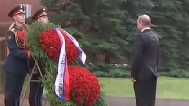 The Great Leader Vladimir Putin giving respect to war heroes