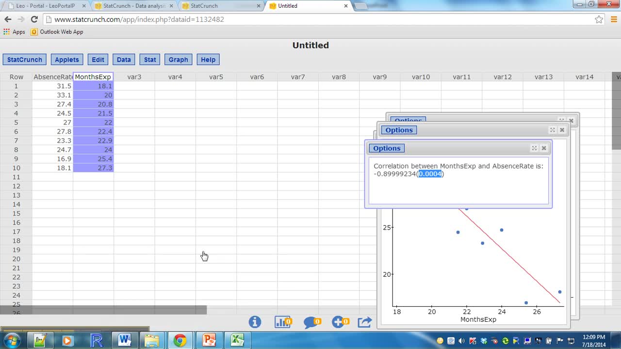 StatCrunch Scatterplots Correlation
