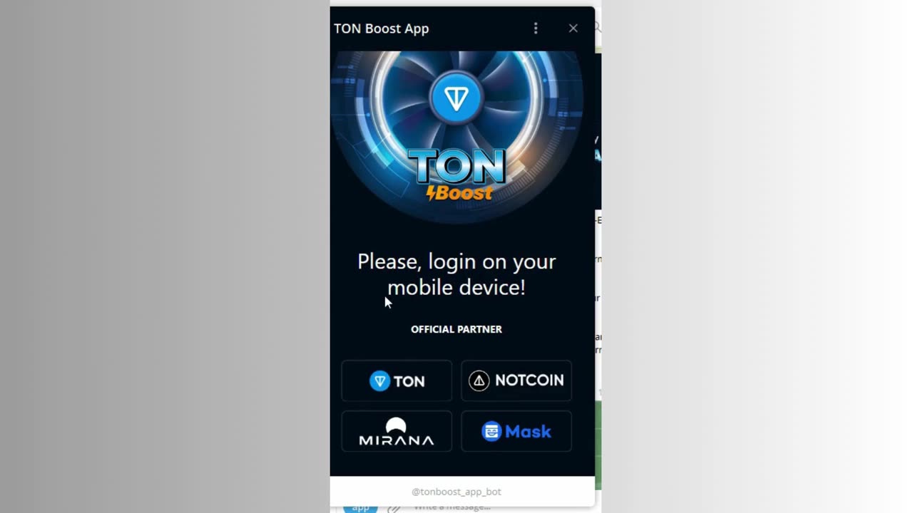 new mining mini app telegram TON BOOST EARN TON AND NOTECOIN FREE