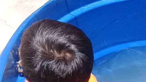 Boy Plays with Frogs