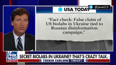 Tucker Carlson sur les biolabs financés par les États-Unis en Ukraine