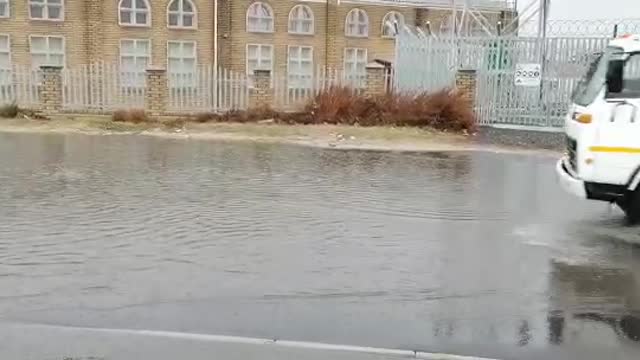 Blued Downs Way flooded due to heavy rainfall