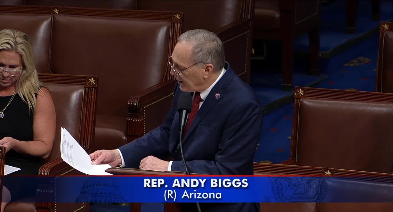 Rep. Andy Biggs Delivers Speech on the House Floor Condemning Democrats' Partisan Jan 6 Committee