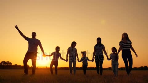 Happy big family in Park